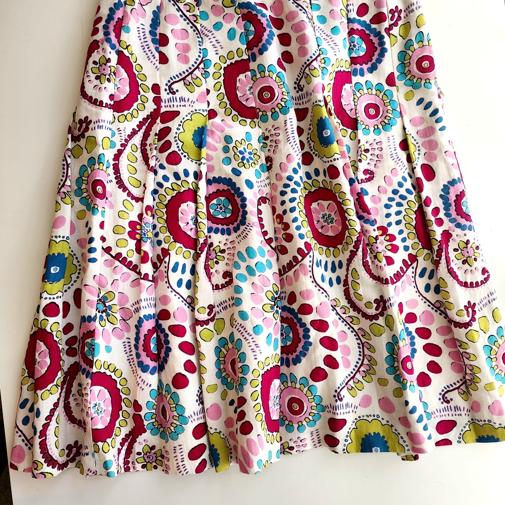 Lafayette 148 New York Multicolor A-Line Skirt Linen Blend Midi Women's Size 8 - Picture 4 of 9